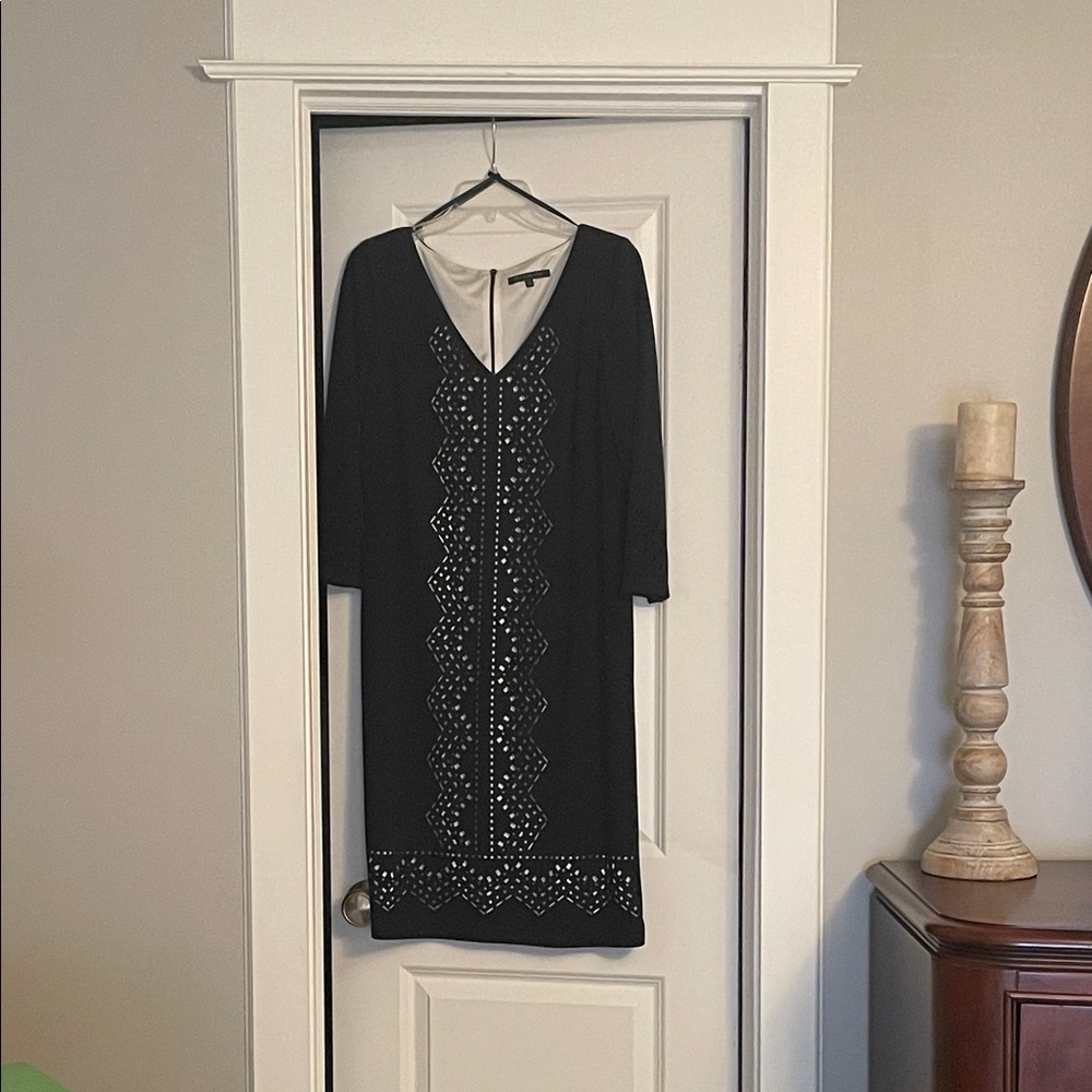 David Meister Black Dress with Silver Accents